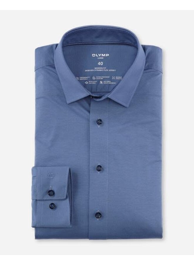 Overhemd Knitted 24/7 Modern-Fit Jeansblauw 1202 64 17