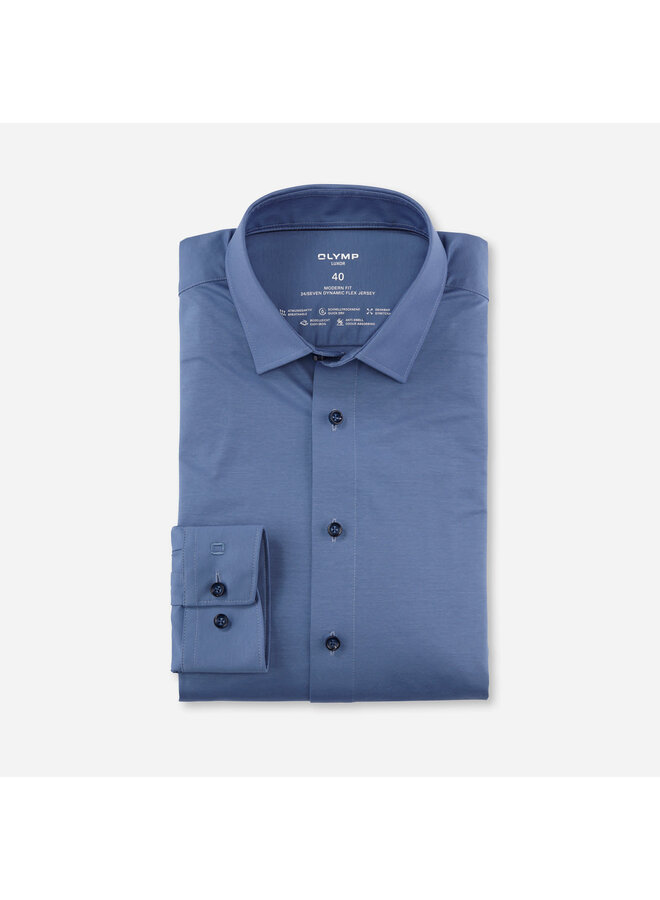 Overhemd Knitted 24/7 Modern-Fit Jeansblauw 1202 64 17