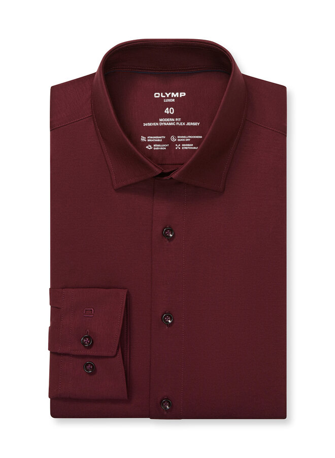 Overhemd Knitted 24/7 Modern-Fit Chianti / Bordeaux rood 1202 64 38