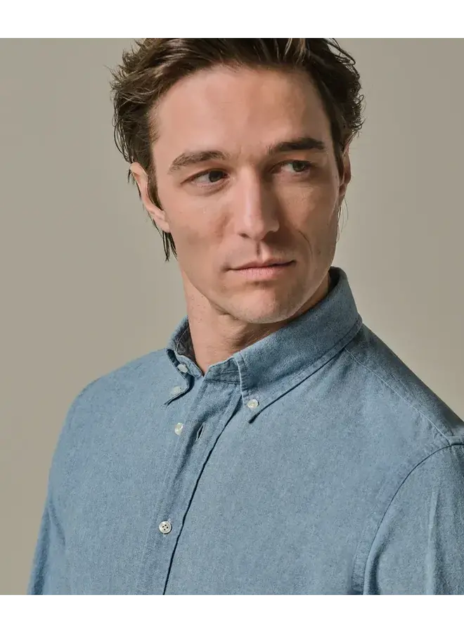 Overhemd Denim Blauw Button Down Chambray PPWH30053A