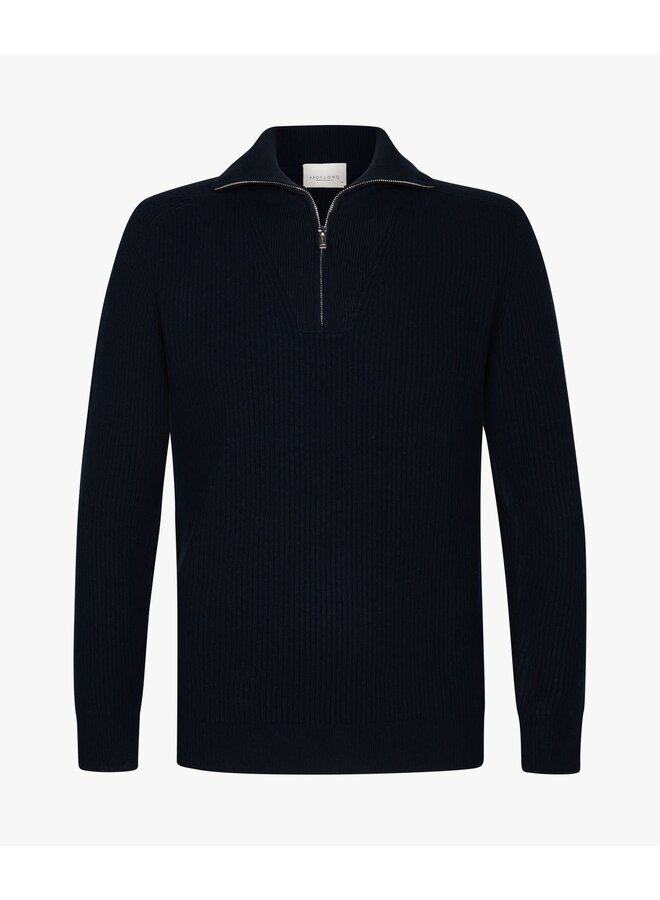 Pullover Half Zip Wool Navy PPWJ30025D