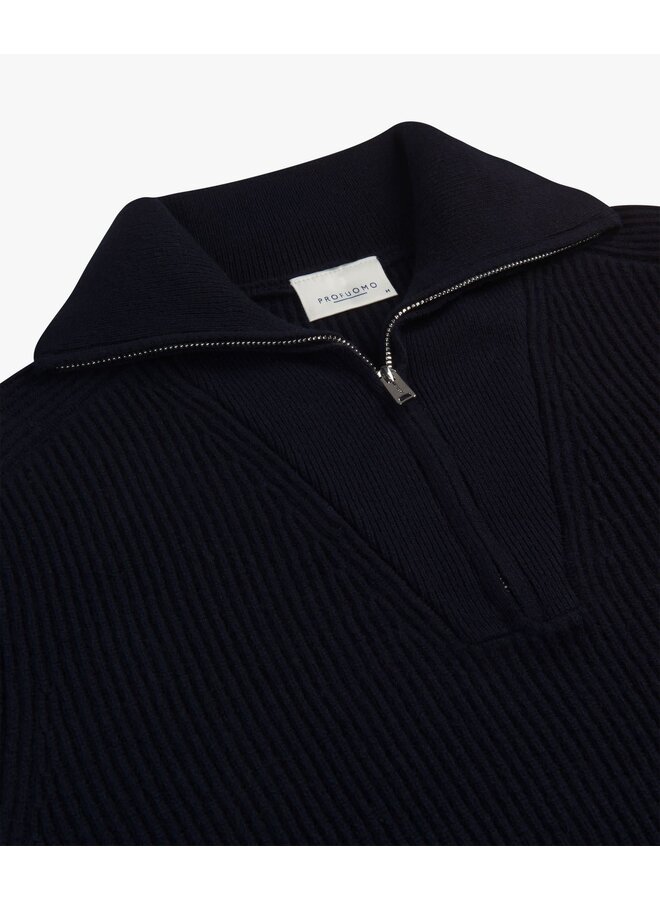 Pullover Half Zip Wool Navy PPWJ30025D