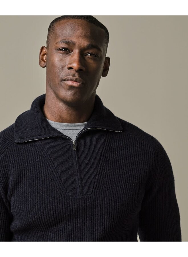 Pullover Half Zip Wool Navy PPWJ30025D