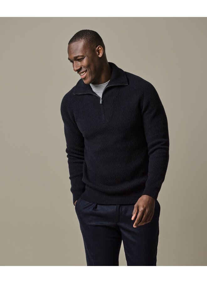 Pullover Half Zip Wool Navy PPWJ30025D