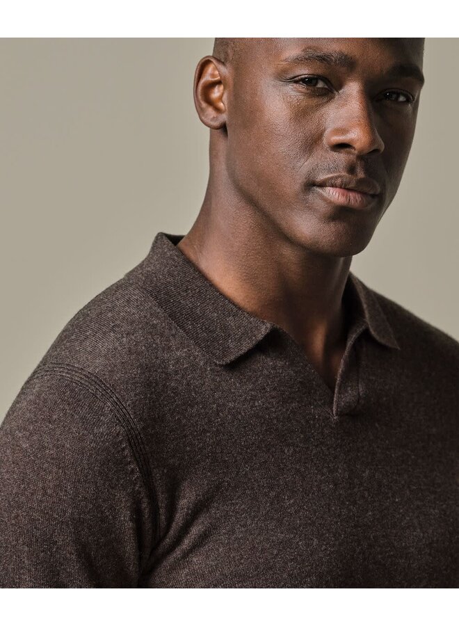Polo Open Collar Wool Blend Brown PPWJ30022B