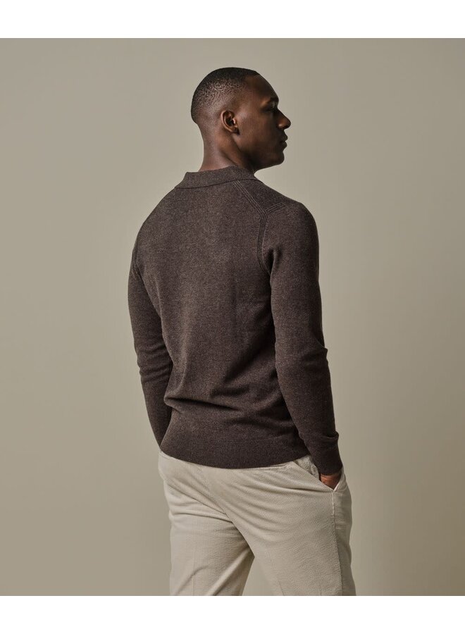 Polo Open Collar Wool Blend Brown PPWJ30022B