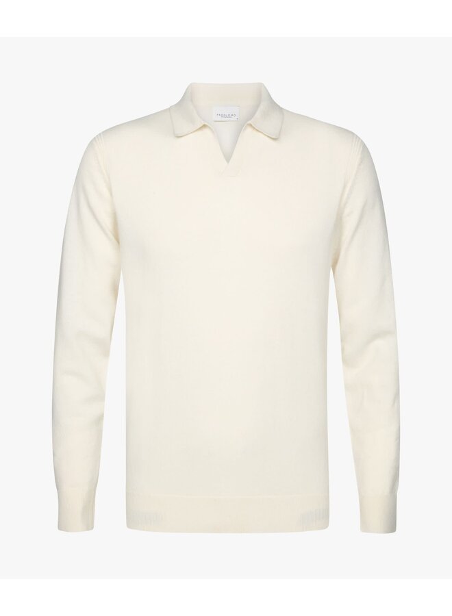 Polo Open Collar Wool Blend Off White PPWJ30022D