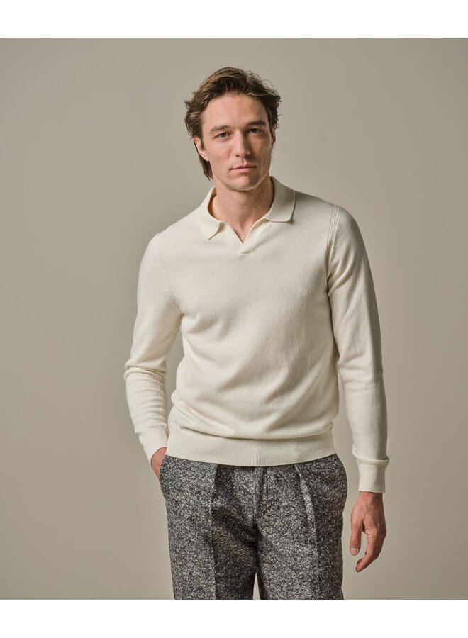 Polo Open Collar Wool Blend Off White PPWJ30022D