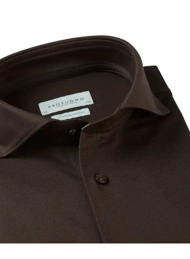 Overhemd Japanese Knitted Donkerbruin PPWH30026E