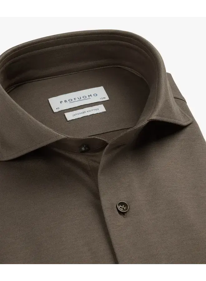 Overhemd Japanese Knitted Bruin PPWH30026B