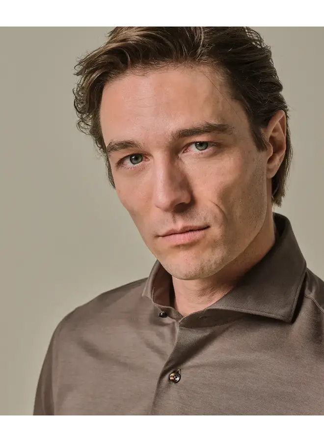 Overhemd Japanese Knitted Bruin PPWH30026B