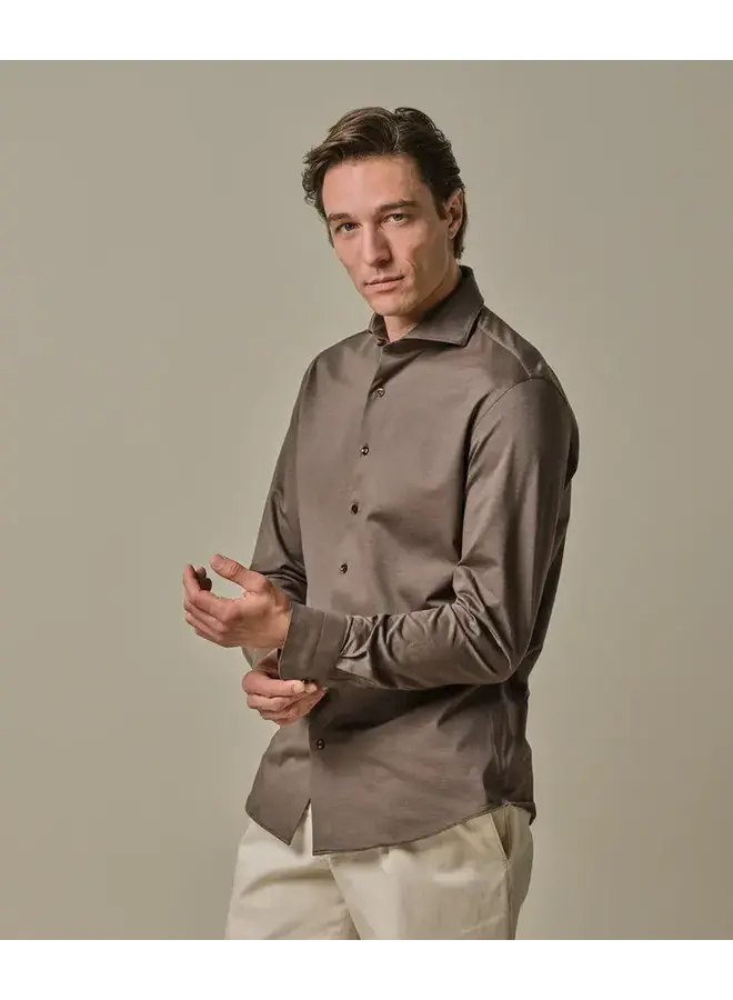 Overhemd Japanese Knitted Bruin PPWH30026B