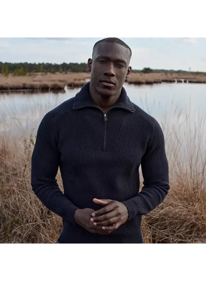 Pullover Half Zip Wool Navy PPWJ30025D