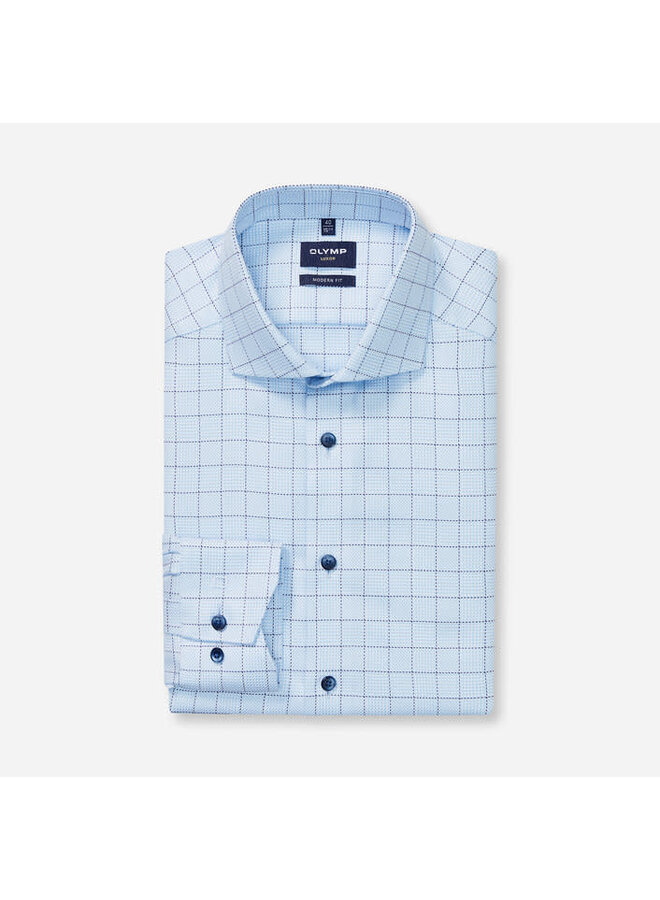 Overhemd Luxor Modern Fit, Royal Kent Ruit Blauw 1318 84 11