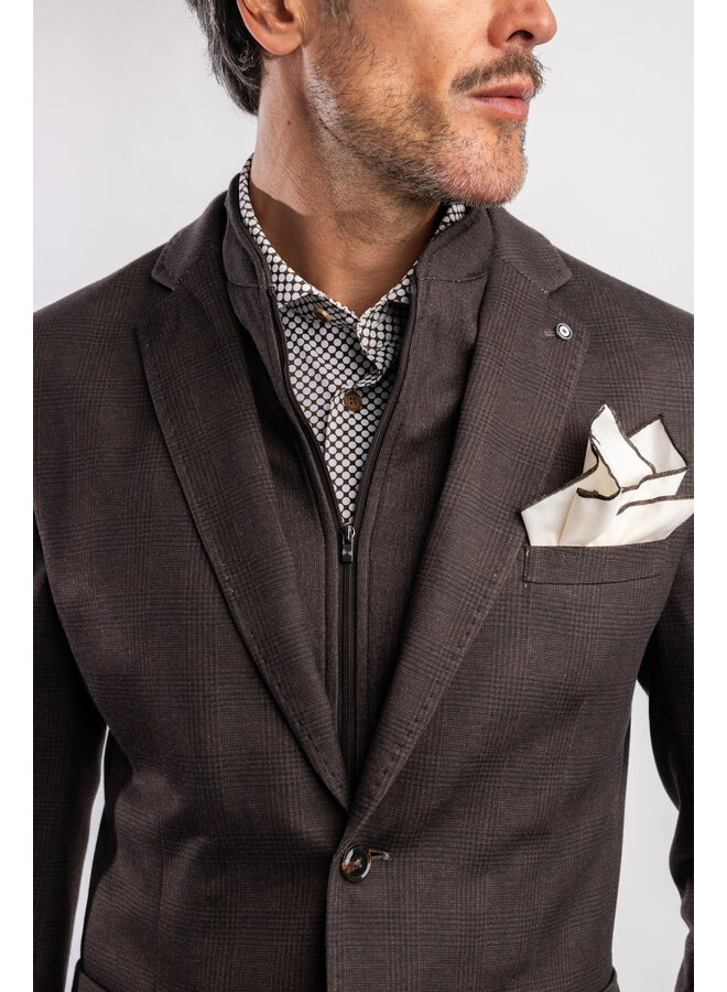 Colbert Jersey Uitneembare Kraaginzet Ruit JBIW25-M3 Brown