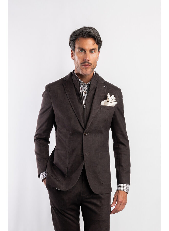 Colbert Jersey Uitneembare Kraaginzet Ruit JBIW25-M3 Brown