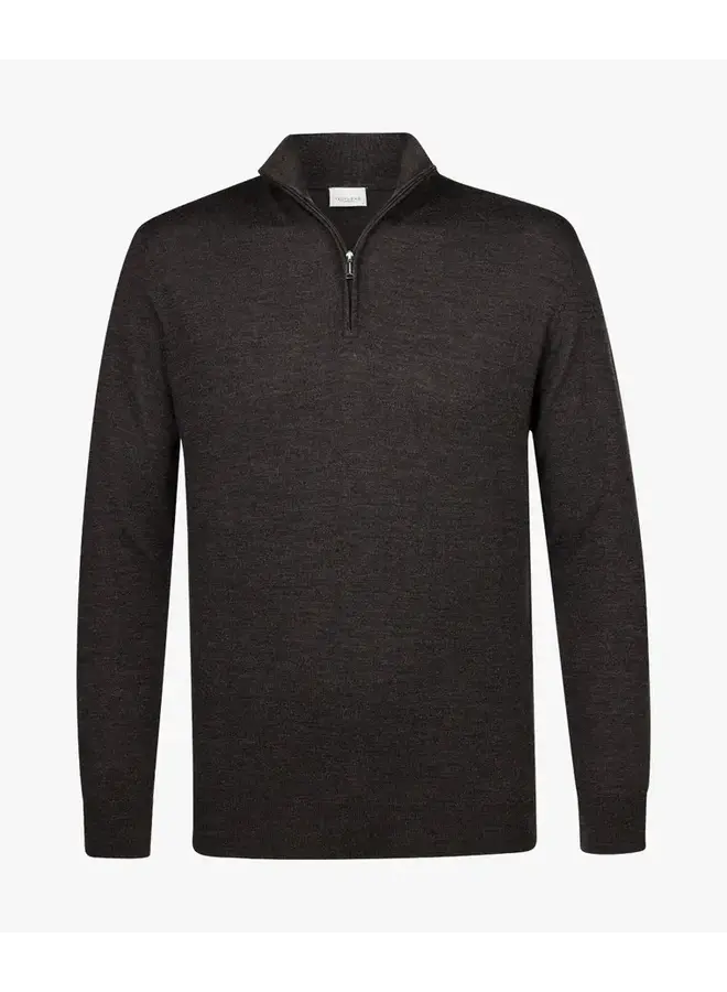 Pullover Half Zip Merino Wol PP2J00012C Dark Brown