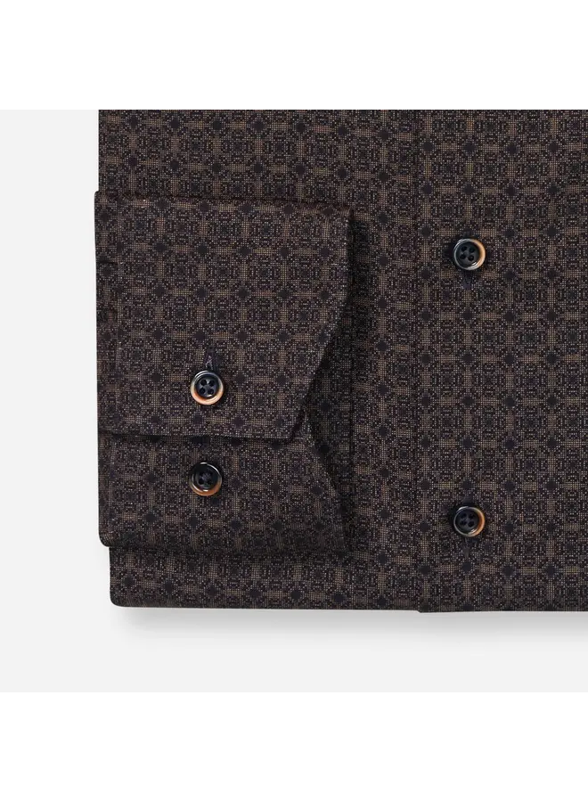 Overhemd Luxor Modern Fit, Royal Kent Print Caramel Bruin 1298 84 24