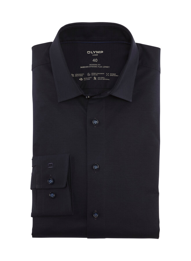 Overhemd Knitted 24/7 Modern-Fit Donkerblauw 1202 64 18