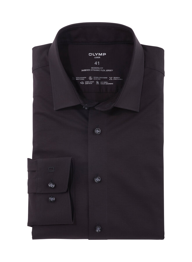 Overhemd Knitted 24/7 Modern-Fit Zwart 1202 64 68