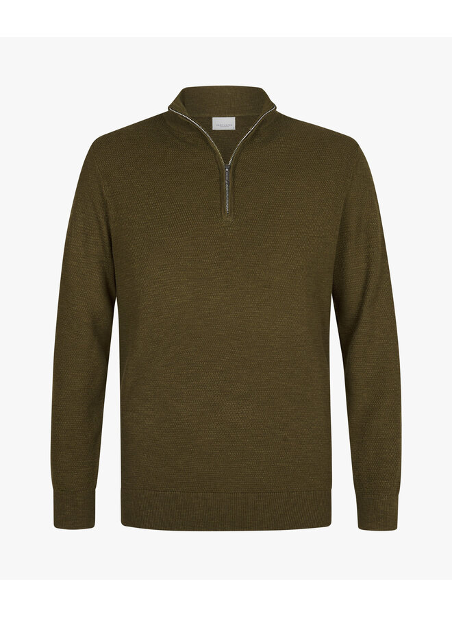 Half Zip Pullover Structuur Dark Green PPWJ30040A