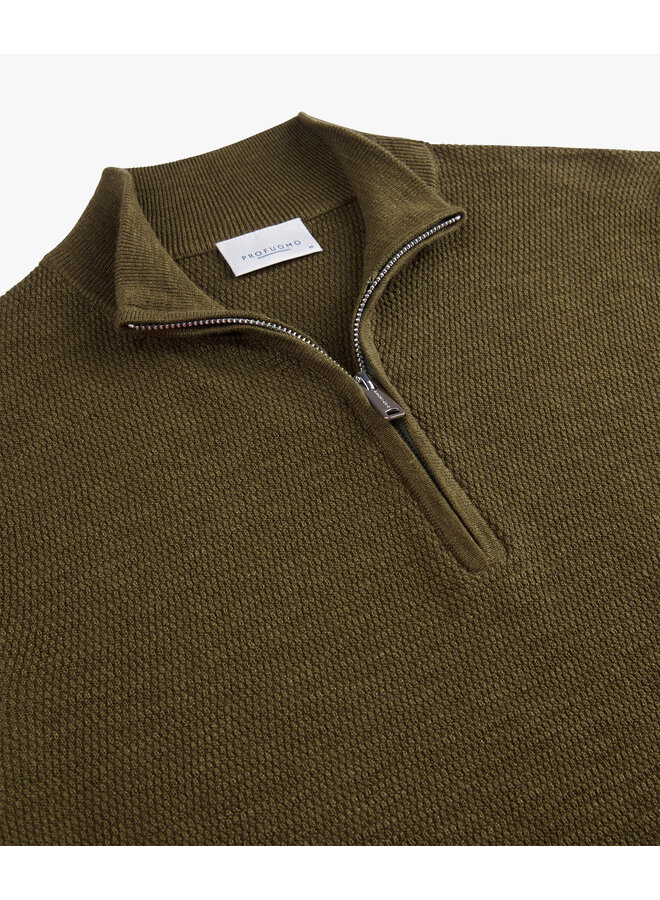 Half Zip Pullover Structuur Dark Green PPWJ30040A