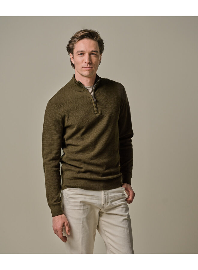 Half Zip Pullover Structuur Dark Green PPWJ30040A