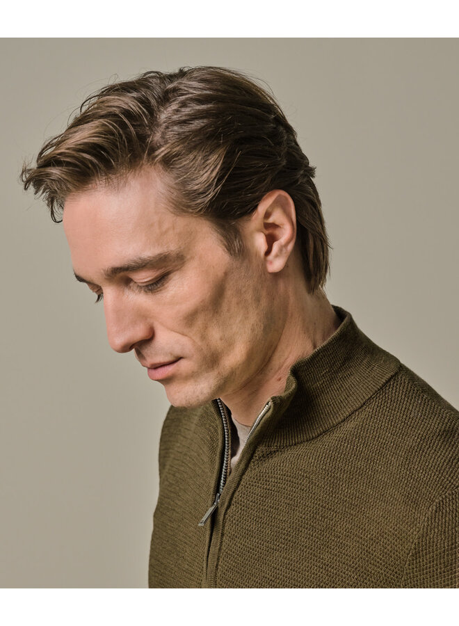 Half Zip Pullover Structuur Dark Green PPWJ30040A