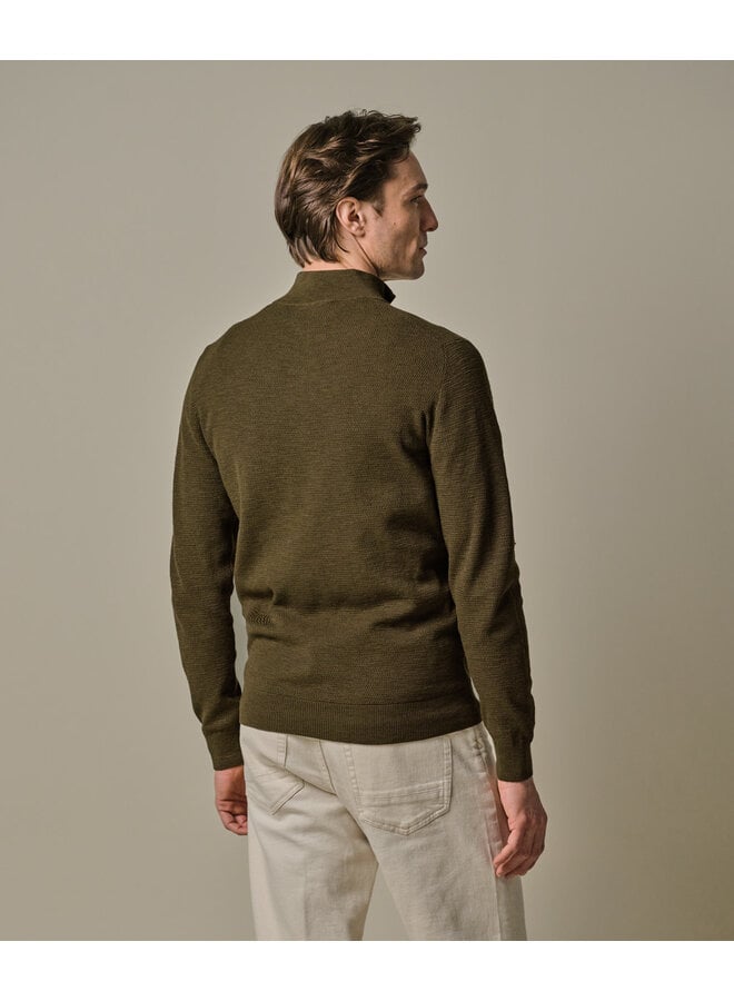 Half Zip Pullover Structuur Dark Green PPWJ30040A