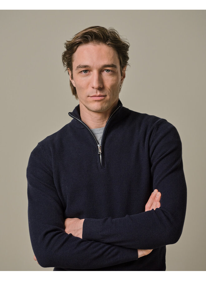 Half Zip Pullover Structuur Navy PPWJ30040E