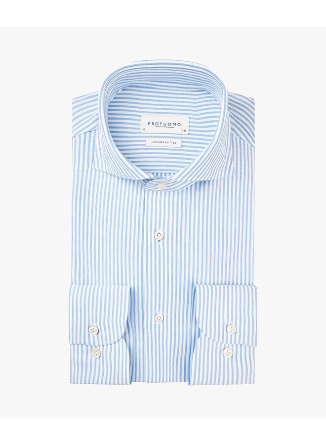 Overhemd Japanese Knitted Streep Blauw Wit PP2HC10008