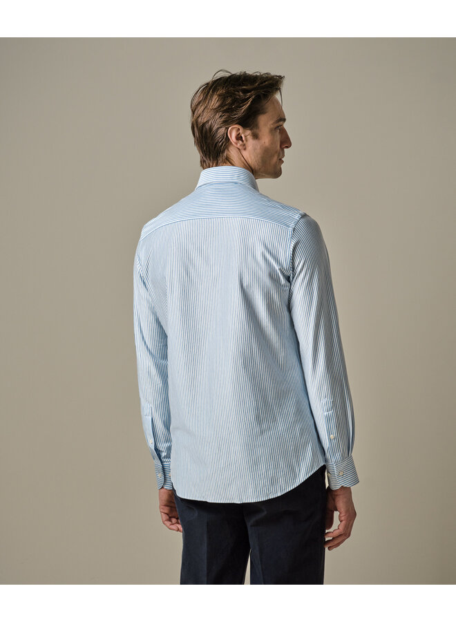 Overhemd Japanese Knitted Streep Blauw Wit PP2HC10008