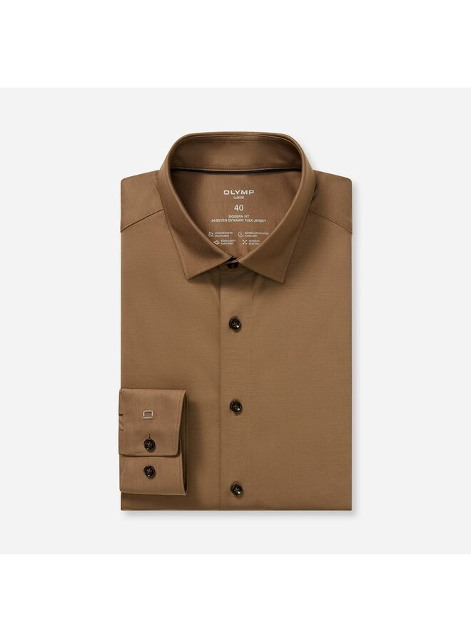 Overhemd Knitted 24/7 Modern-Fit Taupe 1202 64 23