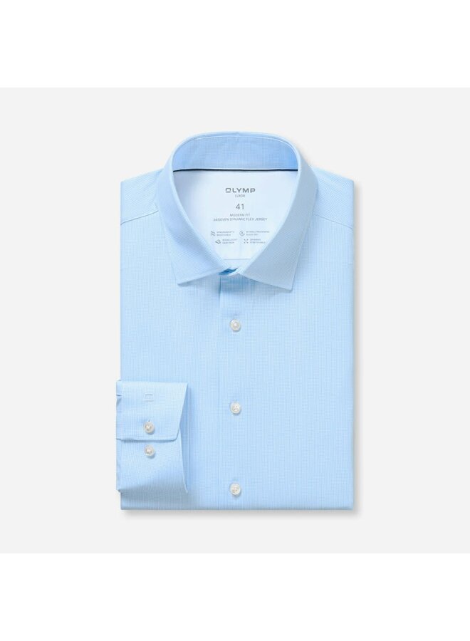 Overhemd Knitted 24/7 Modern-Fit Structuur Licht Blauw 1231 84 11