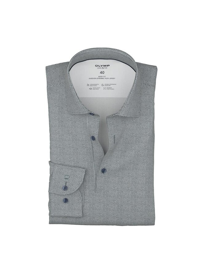 Polo Lange Mouw Knitted 24/7 Body-Fit Structuur Marine Blauw 2120 14 18