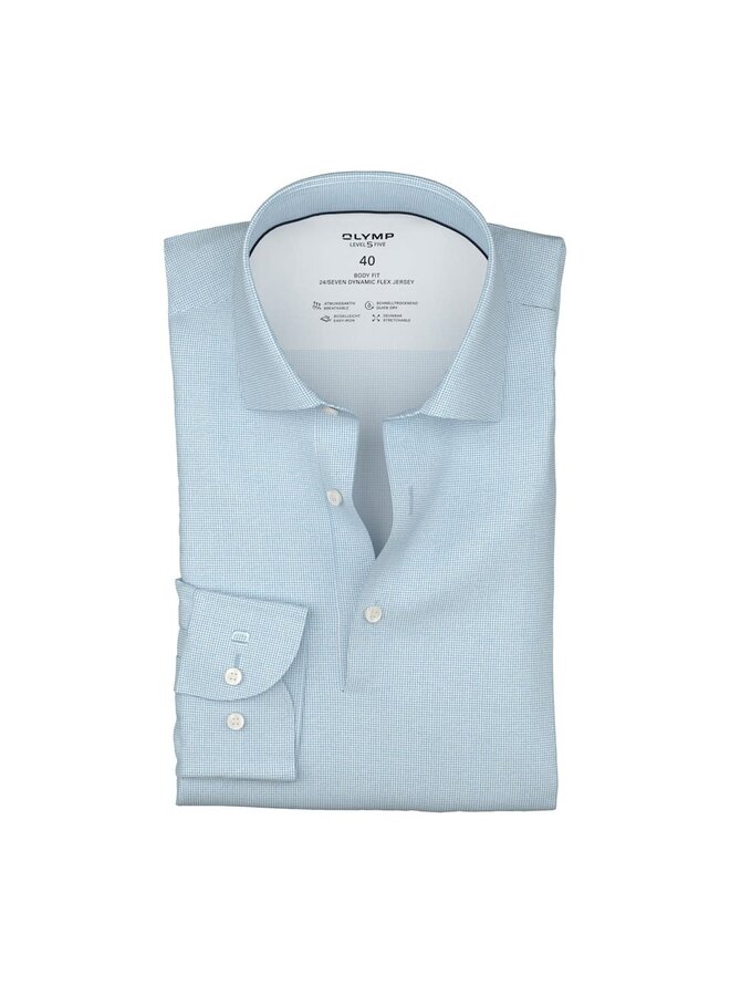 Polo Lange Mouw Knitted 24/7 Body-Fit Structuur Licht Blauw 2120 14 11