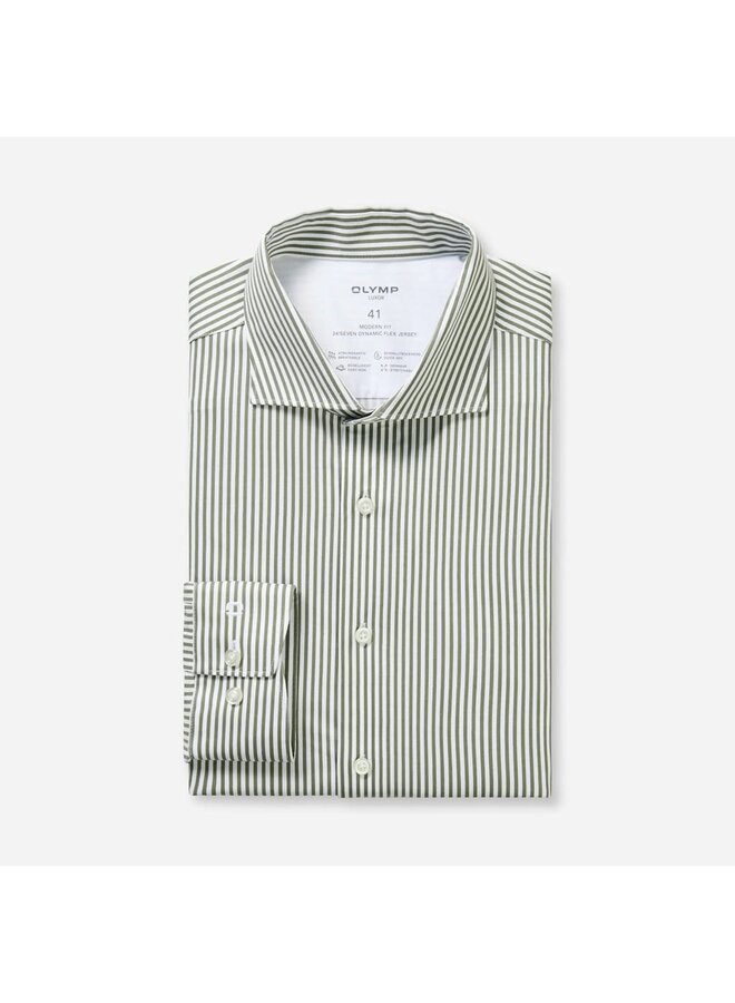 Overhemd Knitted 24/7 Modern-Fit Streep Groen 1232 84 48
