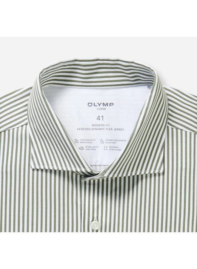 Overhemd Knitted 24/7 Modern-Fit Streep Groen 1232 84 48