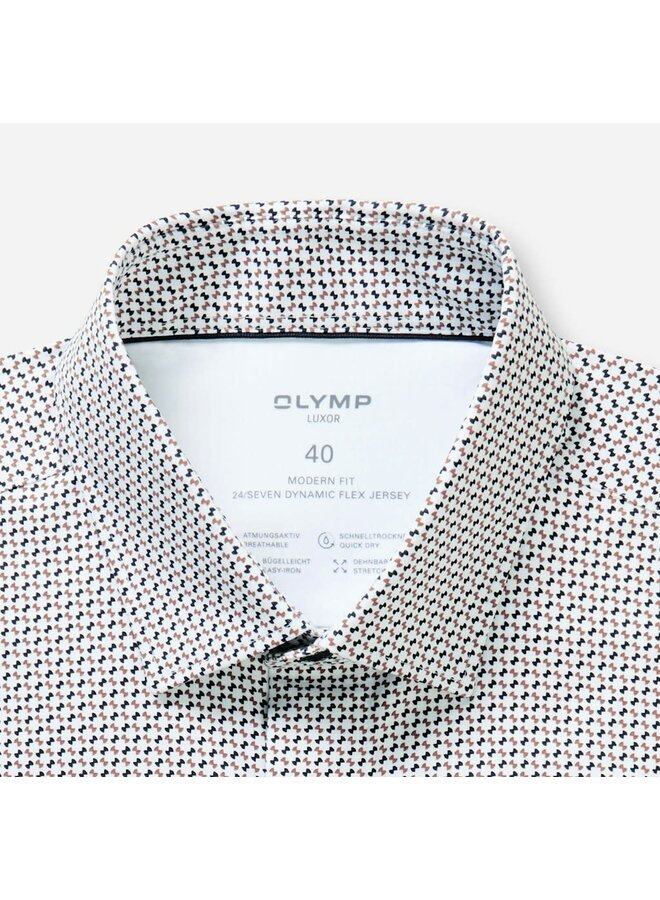 Overhemd Knitted 24/7 Modern-Fit Printje Nougat 1354 14 27