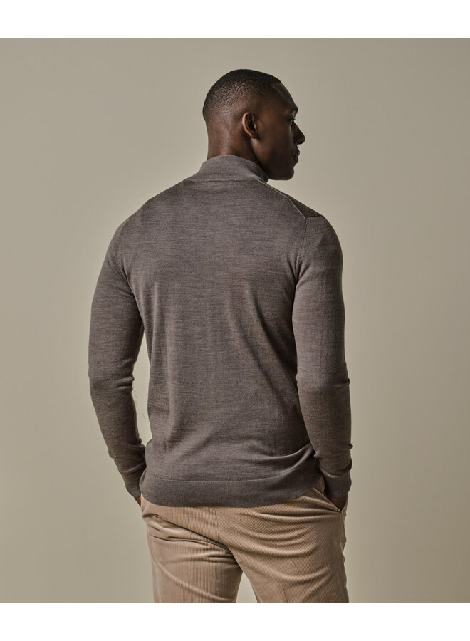 Pullover Half Zip Merino Wol PPWJ30003D Taupe