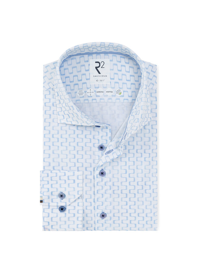 Overhemd Knitted Print 132 WSP 024 col 18 Lichtblauw