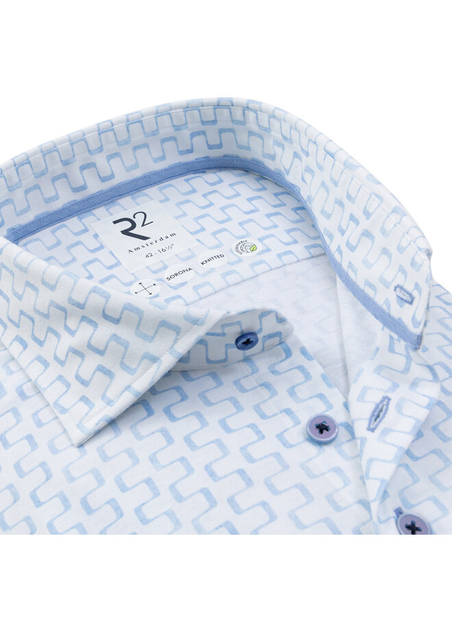 Overhemd Knitted Print 132 WSP 024 col 18 Lichtblauw