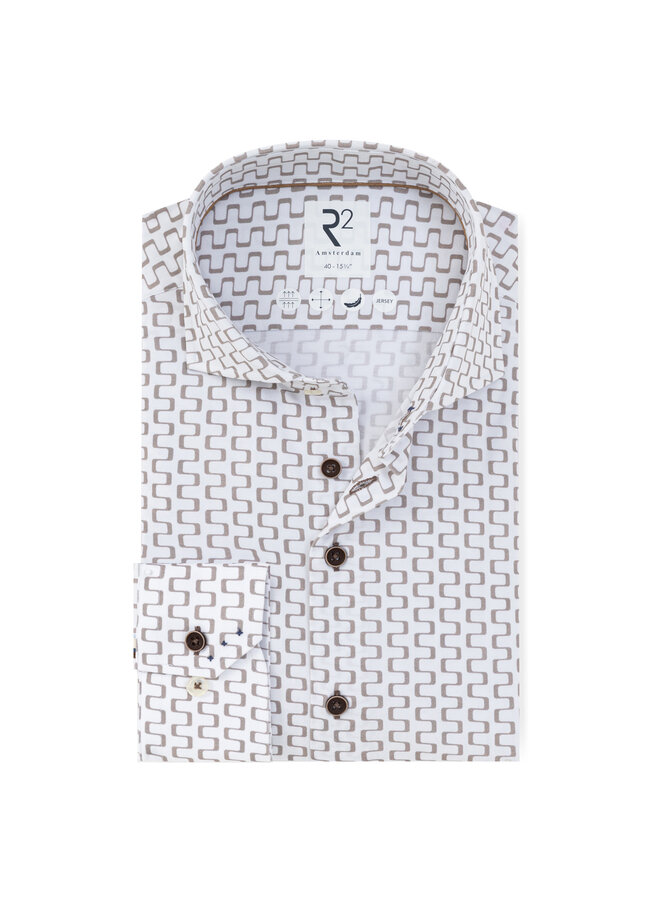 Overhemd Knitted Print 132 WSP 024 col 45 Beige