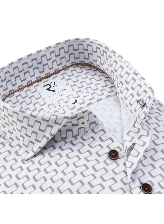 Overhemd Knitted Print 132 WSP 024 col 45 Beige