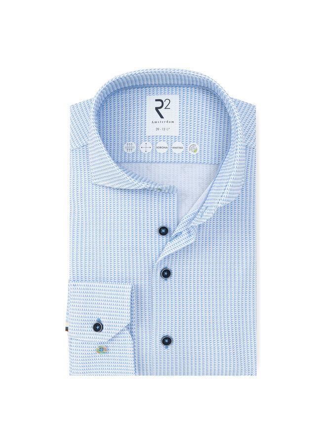 Overhemd Knitted Print 132 WSP 035 col 18 lichtblauw