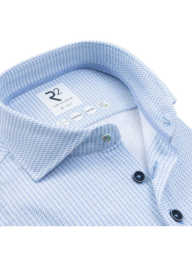 Overhemd Knitted Print 132 WSP 035 col 18 lichtblauw