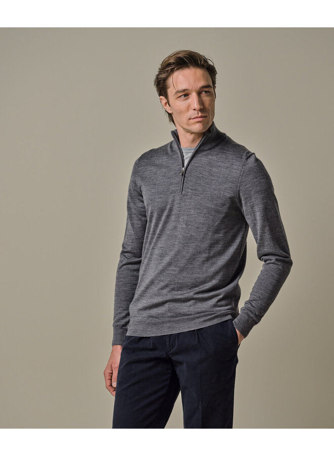 Pullover Half Zip Merino Wol PP2J00012B Grey