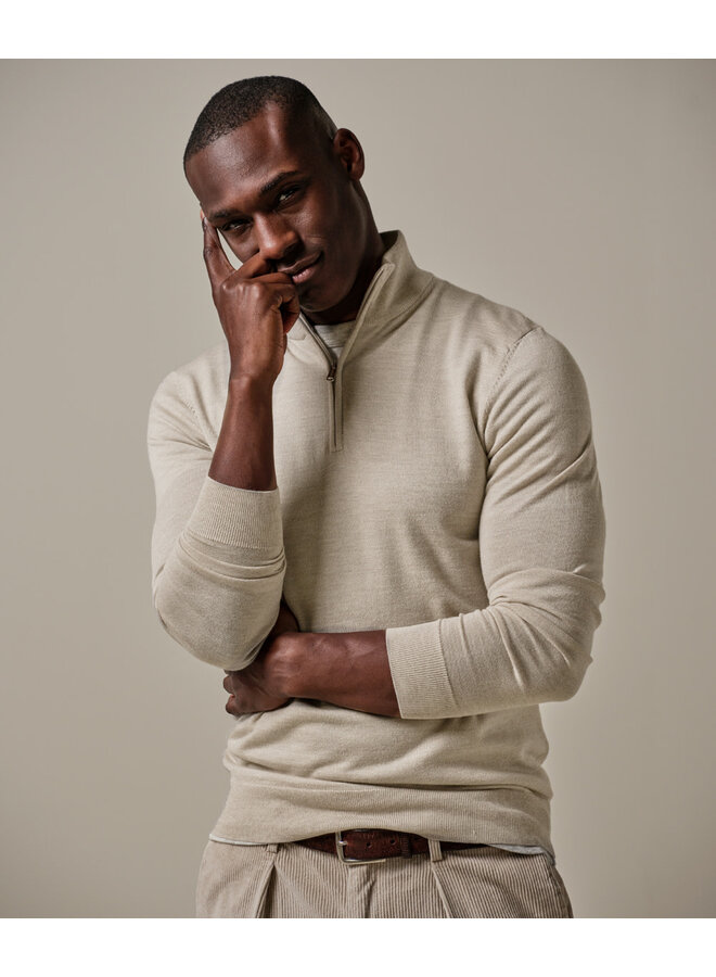 Pullover Half Zip Merino Wol PP2J00012D Beige