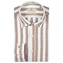 Thomas Maine Overhemd Button Down Linen Blend Herringbone Stripe 617718 col 86 Bruin