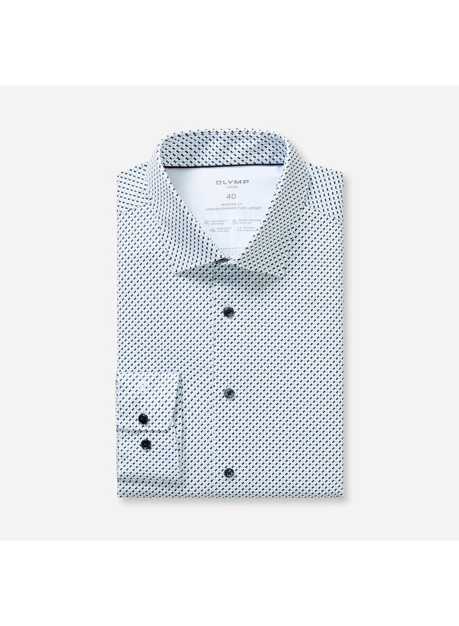 Overhemd Knitted 24/7 Modern-Fit Printje Bleu 1354 14 11